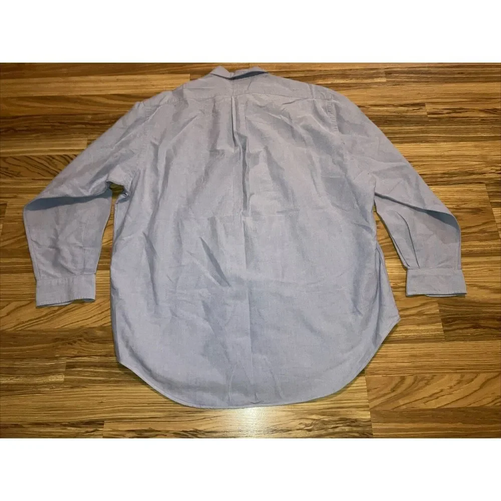 Ralph Lauren Shirt Mens 17.-35 Yarmouth Button Up Blue Solid Long‎ Sleeve Casual
